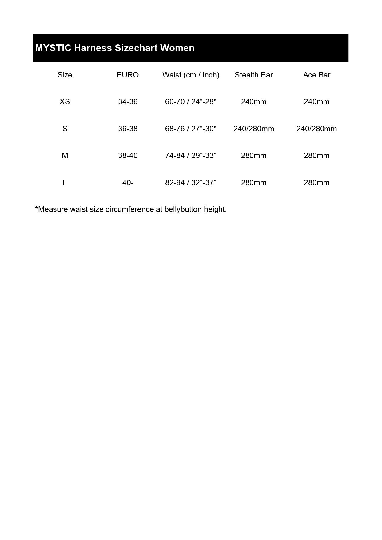 Size table